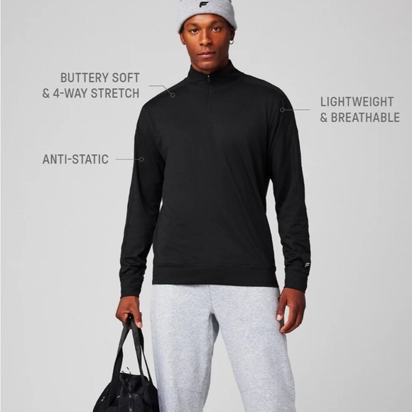 NWT, Fabletics, The Cloud Jersey Quarter Zip, Black, Small - Picture 3 of 4